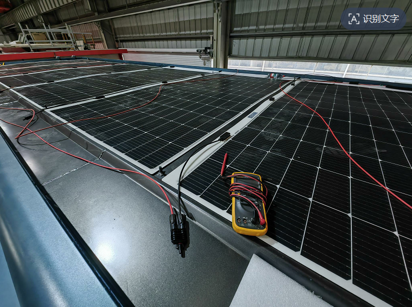 Flexible Solar Panel on the rooftop of the meeting RV